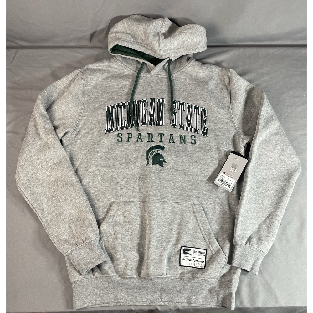 Michigan State Spartans Hoodie Gray Small MSU Pullover College Athletics NWT